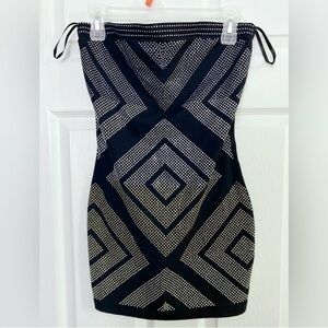 Strapless Gold & Silver Studded Mini Dress - Like New